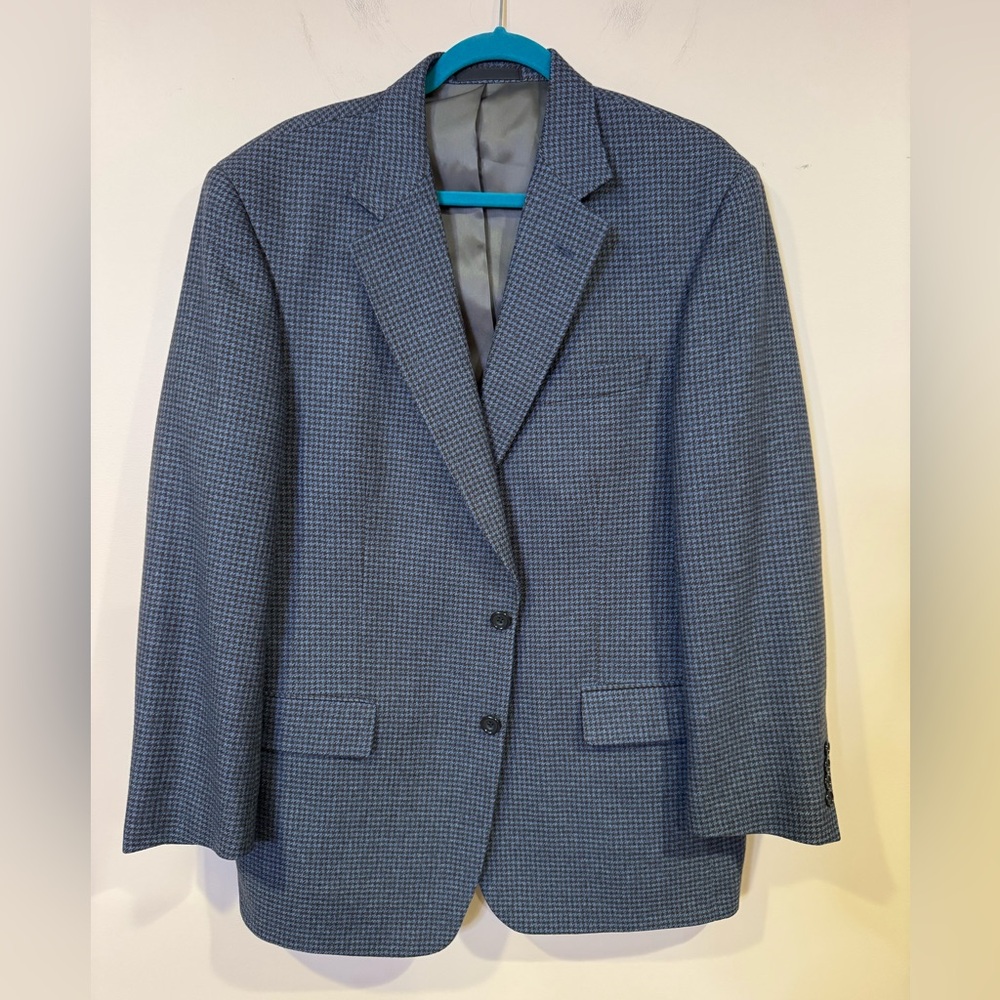 lanificio di tollegno vintage wool blue houndstooth sport coat - size 42